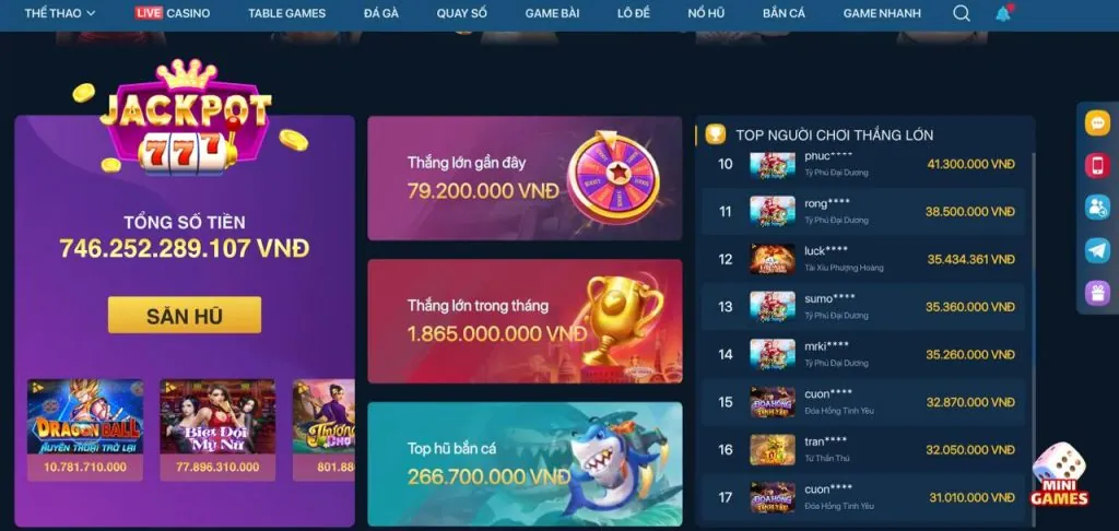 Trò chơi Slot đa dạng chủ đề và giải độc đắc